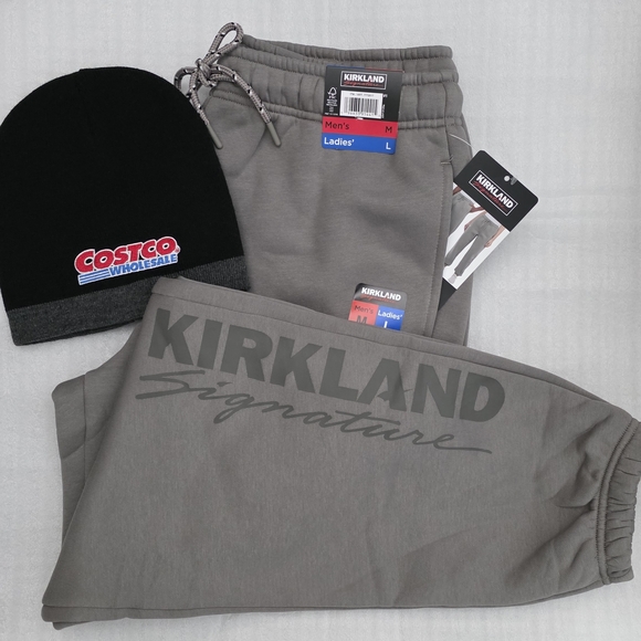 NEW Kirkland Signature Gray Sweatpants & Costco Beanie - Picture 1 of 1